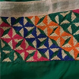 Colorful Geometric Embroidered Dupatta/ scarf/ phulkari/ Handwork